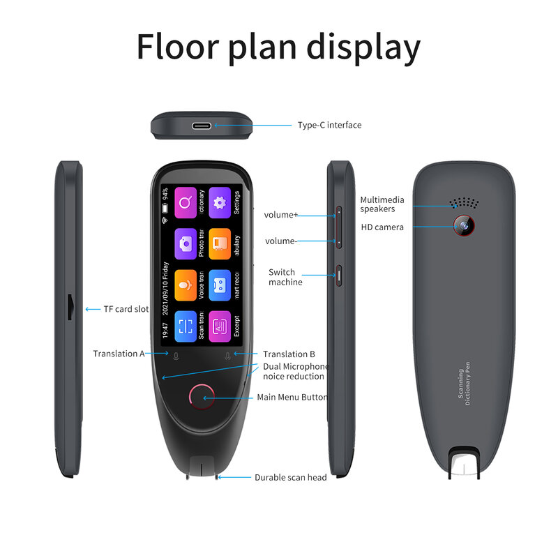 S50 Dictionary Pen Translation Pen Scanner 3'' Touchscreen Wireless Text Scanning Reading Translator Support 112 Languages