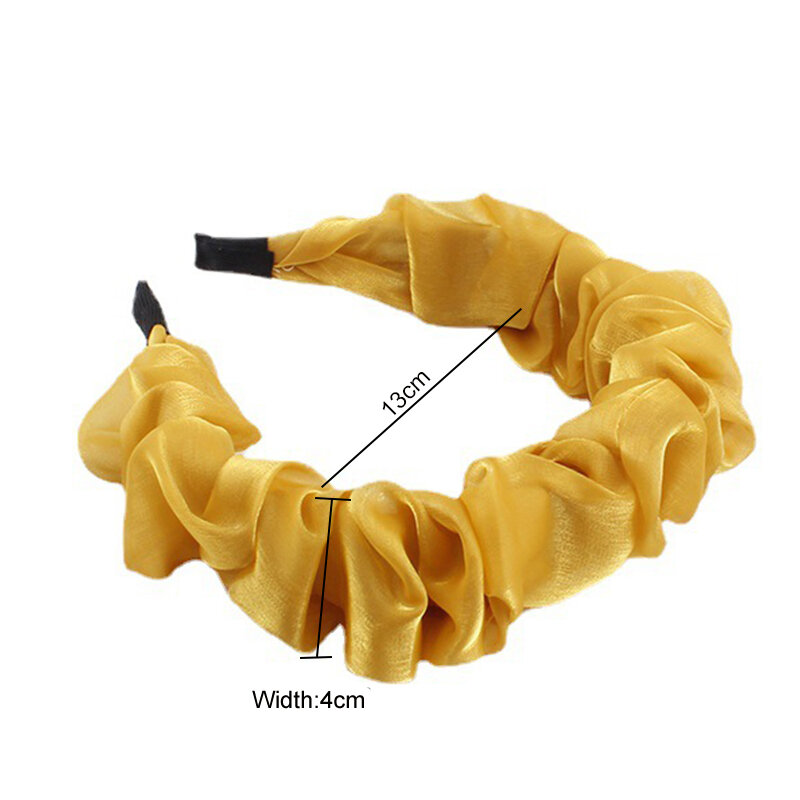 Organza vintage ruched dobras bandana para mulheres coreano meninas bezel cabelo hoop primavera verão headwear hairbands acessórios