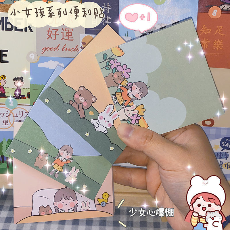 Koreański Ins kartki samoprzylepne Cute Cartoon nastoletnia dziewczyna uczeń kreatywny łzawienie uwaga samoprzylepne Mark Journal Material
