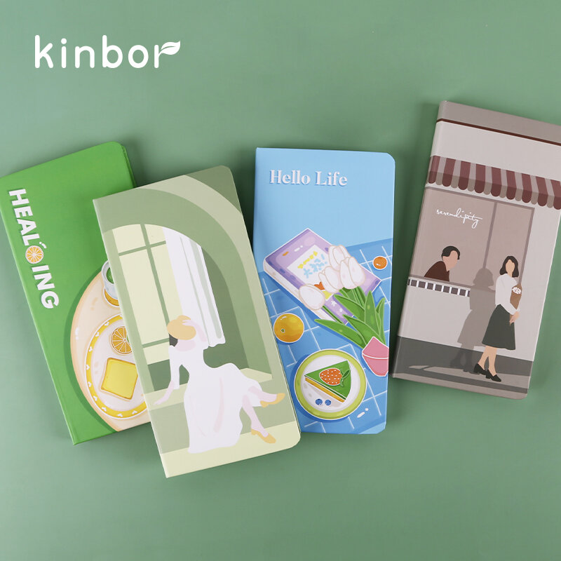 Kinbor-Agenda de planificación semanal pequeña, cuaderno Kawaii portátil, libro de registro de superficie dura, manual de eficiencia, Agenda, diario 2022