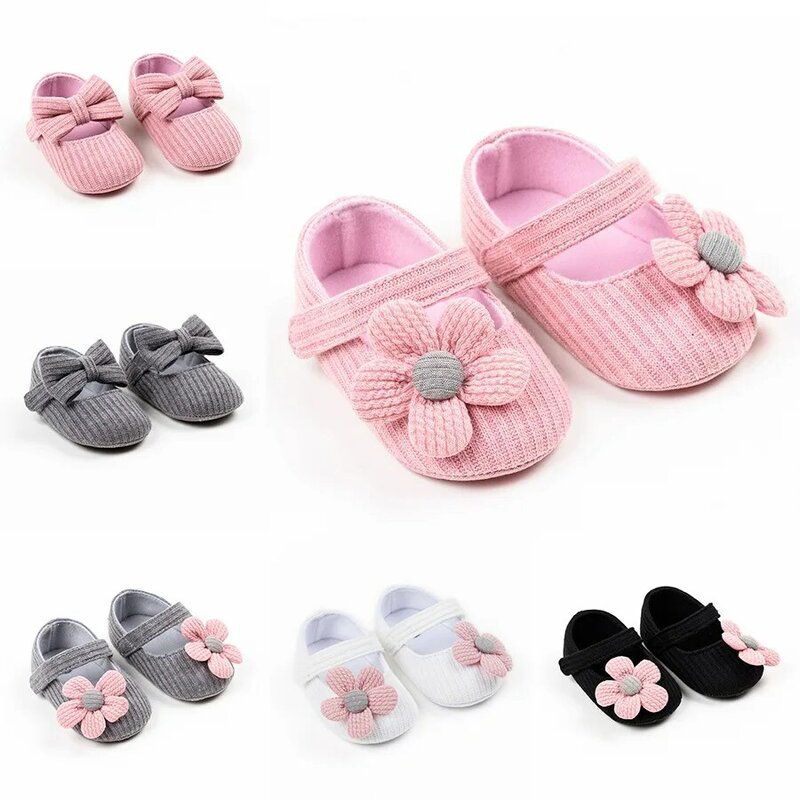 Туфли для маленьких девочек, весна 2023, обувь принцессы для новорожденных с мягкой подошвой, белые туфли с розовым бантом, обувь для первых ша...