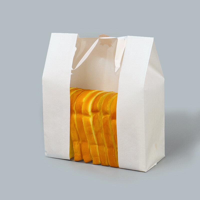 Lbsisi vida 50 pçs papel kraft pão claro evitar a embalagem de óleo brinde janela saco de cozimento takeaway pacote de alimentos bolo festa