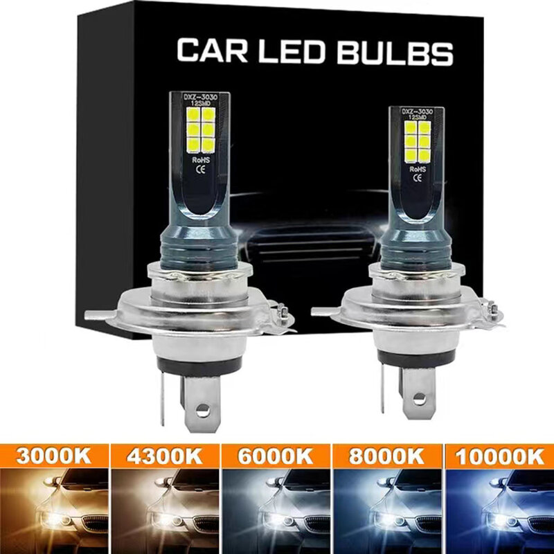 Ampoules de phares de voiture, phares de conduite automobile, LED H4 H7 H11 H8 H9 H16JP H1 H3 9005 9006, 6500K 12V 24V, 2 pièces