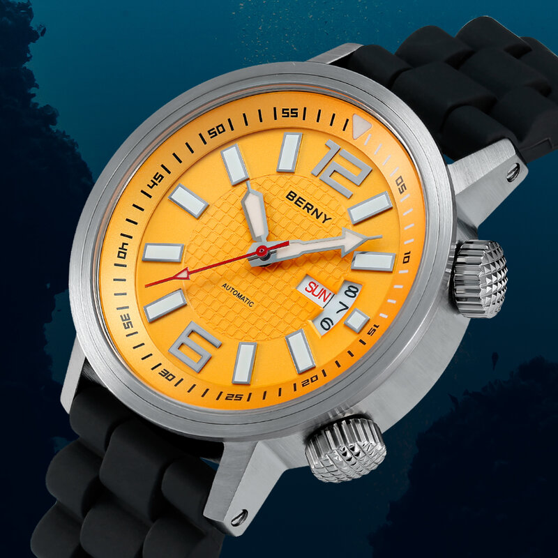 Miyota 8205 20atm mergulhador relógio mecânico automático homens esporte luminosa safira relógio de pulso à prova d' água natação auto liquidação relógio