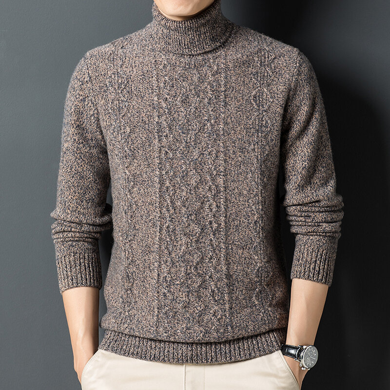 Autumn and Winter 2022 Young and Middle-Aged Men's Turtleneck Thickened Sweater Woolen Sweater Sweater Top