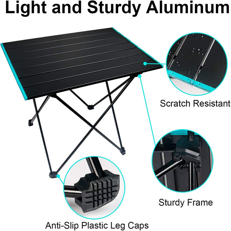 Mesa dobrável portátil de acampamento ao ar livre do computador da mobília mesas da cama piquenique, liga alumínio ultra leve dobrável mesa