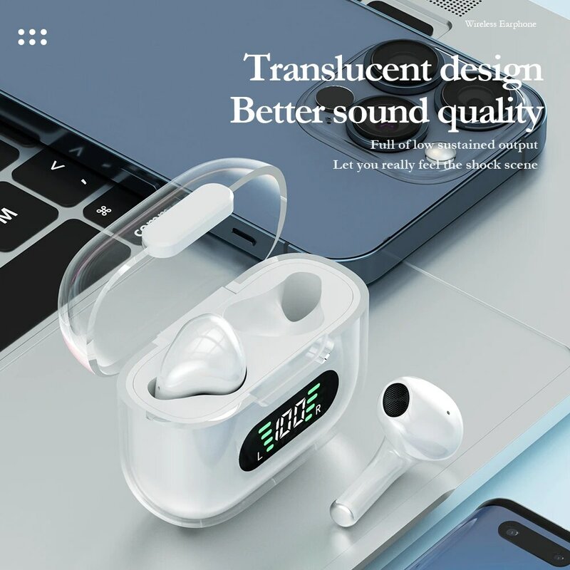 TWS ชุดหูฟังเกม Low Delay ลดเสียงรบกวนชุดหูฟังบลูทูธจอแสดงผล LED สเตอริโอไร้สาย Bluetooth 5.1สำหรับ Touch โทรศัพท์