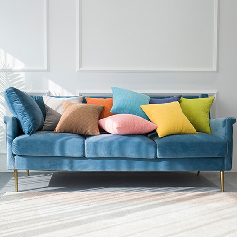Fronha de travesseiro moderna, fronha de travesseiro de veludo com decoração vintage de camurça, cobertura de almofada, clássica xadrez, de cor sólida