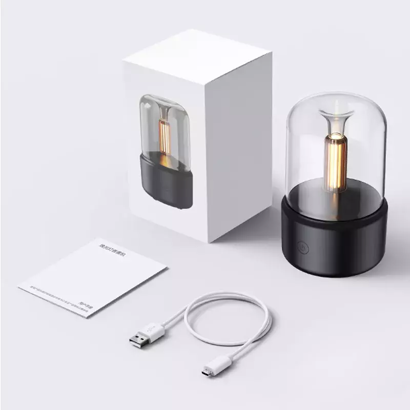 Penyebar Aroma Lilin Mini Portabel USB Pelembap Udara Semprotan Kabut LED Penyebar Minyak Esensial Lampu Malam 120ML
