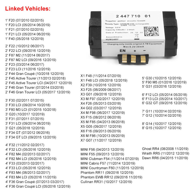 Carro de emergência resgate sos batteryemergency batteryfor bmw 84102447710 2447710 potência automotiva e partida