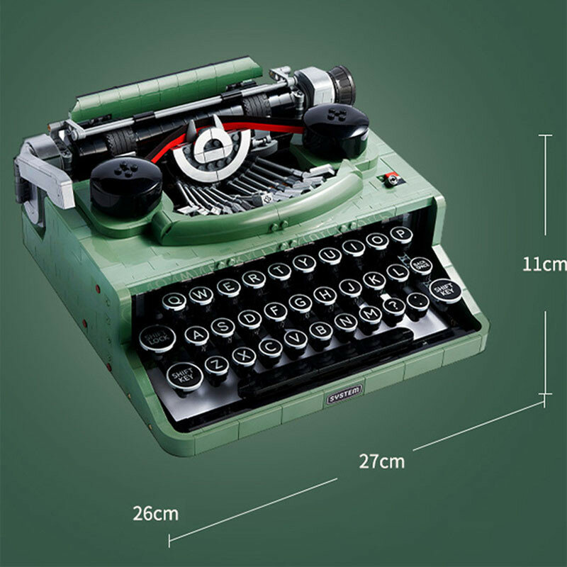 Bloques de construcción de máquina de escribir Retro para niños, máquina de marcado de ladrillos de juguete, teclado 2079, juguete de regalo Compatible con 66886, 21327 piezas