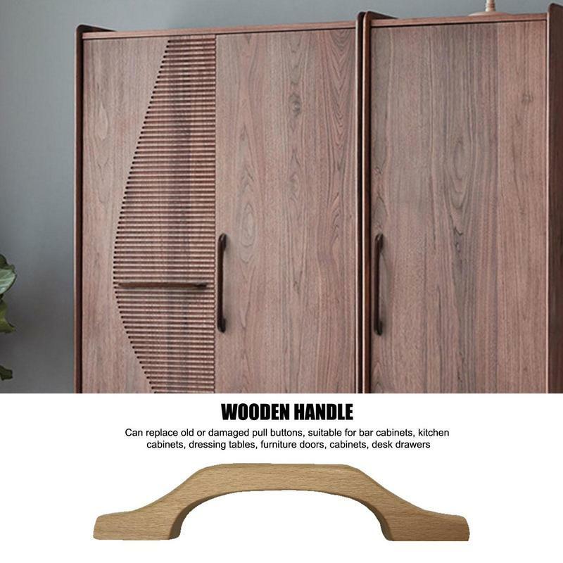 Wooden Cabinet Wardrobe Handles Door Drawer Pulls Double Hole Round Wood Kitchen Handle Furniture Hardware Home Decoration
