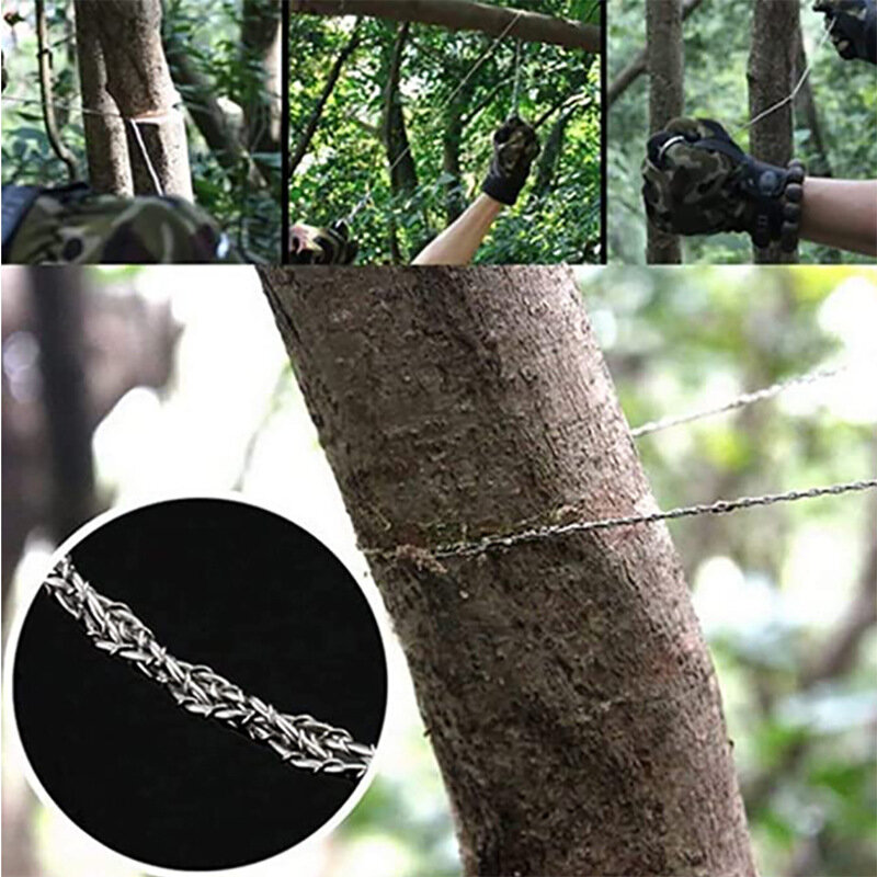 1pc Portable Stainless Steel Wire Saw Universal Emergency Hand Chain Saw Cutter Hunting Camping Hiking Travel Survival Tool