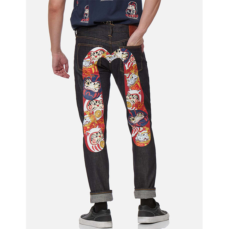 Dharma-Pantalones vaqueros de pierna recta para hombre, Jeans de estilo japonés Retro Y2k a la moda, con estampado exclusivo de Dharma, para uso diario, 2022