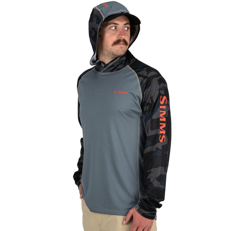 Simms-Camiseta de manga larga con capucha para hombre, ropa de pesca transpirable, para exteriores
