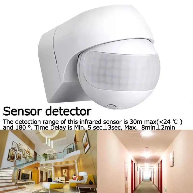 1Pcs Motion Sensor 220v-240v Motion Automatic Infrared PIR Sensor 180 Degree Rotating Outdoor Timer Light Switch HOT