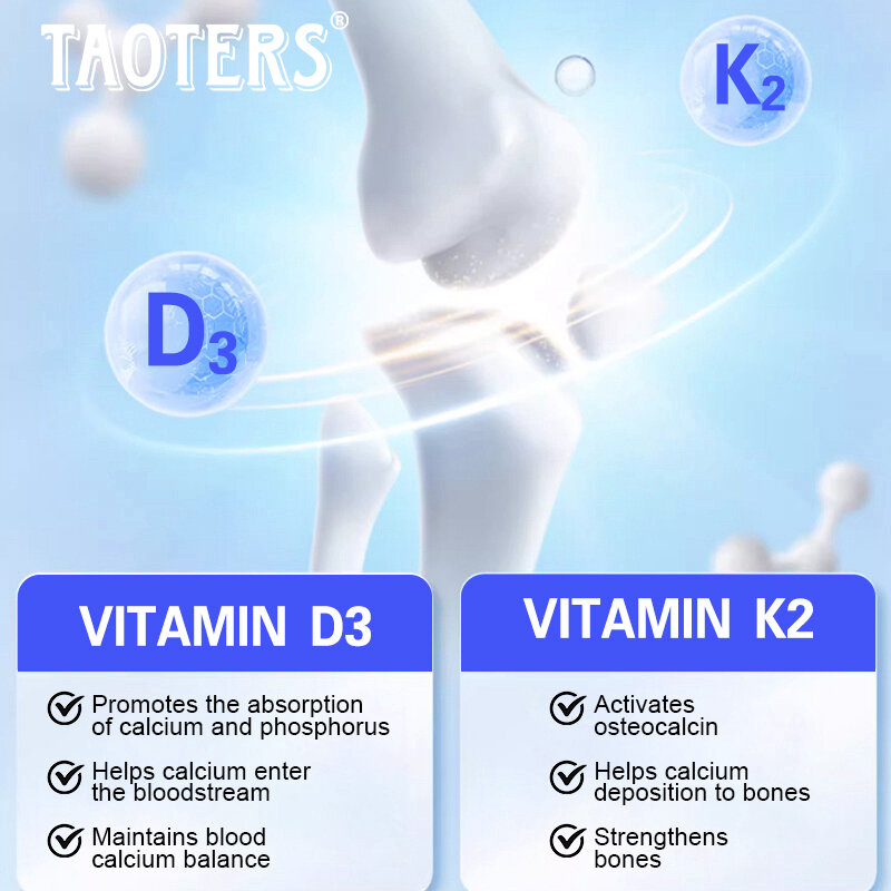 كبسولات لينة من امتصاص الكالسيوم ، فيتامين D3 و K2 ، دعم المناعة ، عظام قوية ، وظيفة الدماغ ، صحة الشرايين