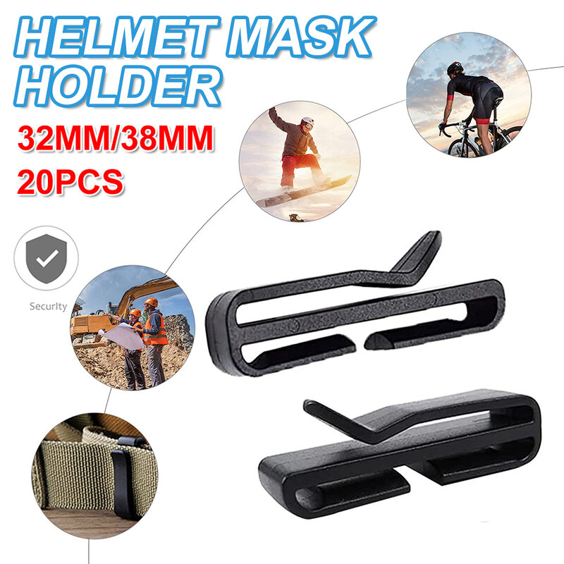 20 pçs plástico capacete de esqui máscara suportes neve capacete máscara fivela clipes para ciclismo ao ar livre escalada patins capacete 32/38mm