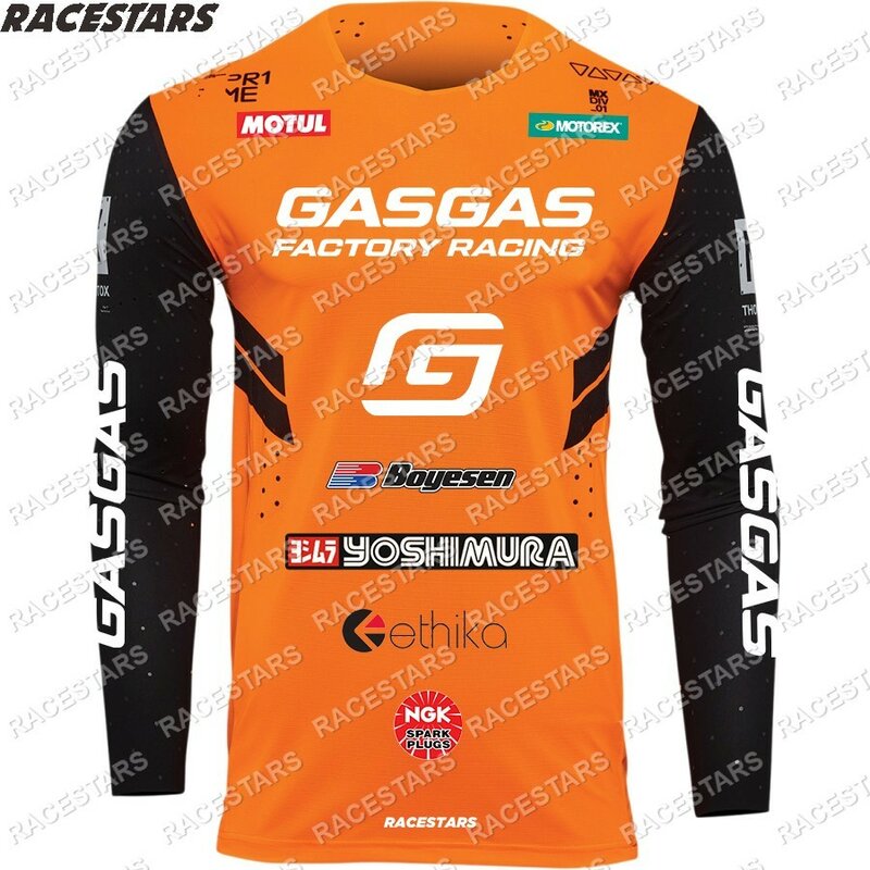 GASGAS 2023 Enduro Motocross wyścigi koszulka zjazdowa odzież rowerowa górski motor terenowy MTB Maillot Ciclismo Hombre szybkie suche ATV