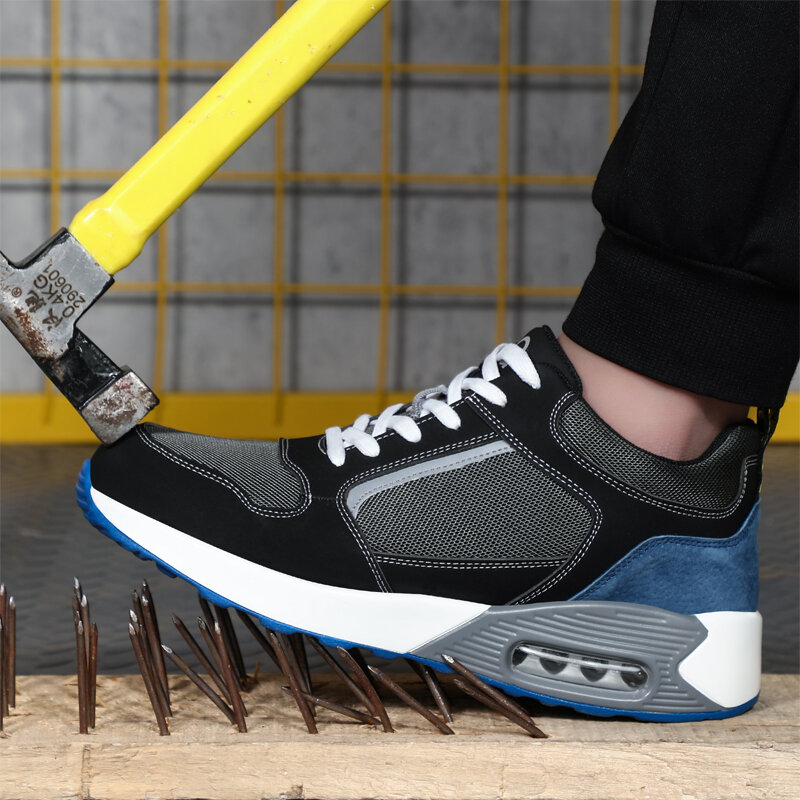 2022 qualidade do trabalho sapatos de segurança homem almofada de ar tênis de trabalho anti-smash anti-stab indestrutível sapatos de aço dedo do pé dos homens sapatos de trabalho