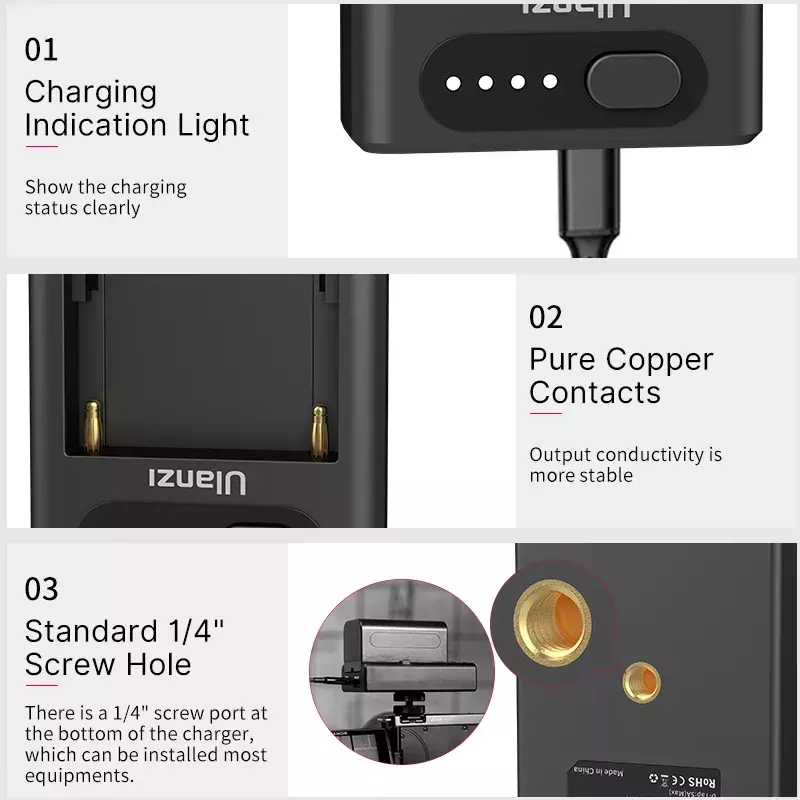 Ulanzi – chargeur de batterie d'appareil photo, 22W PD, pour F750, F550, F970, QC NP-F01, rapide, double chargeur, pour Sony, Nikon, iPad, Canon
