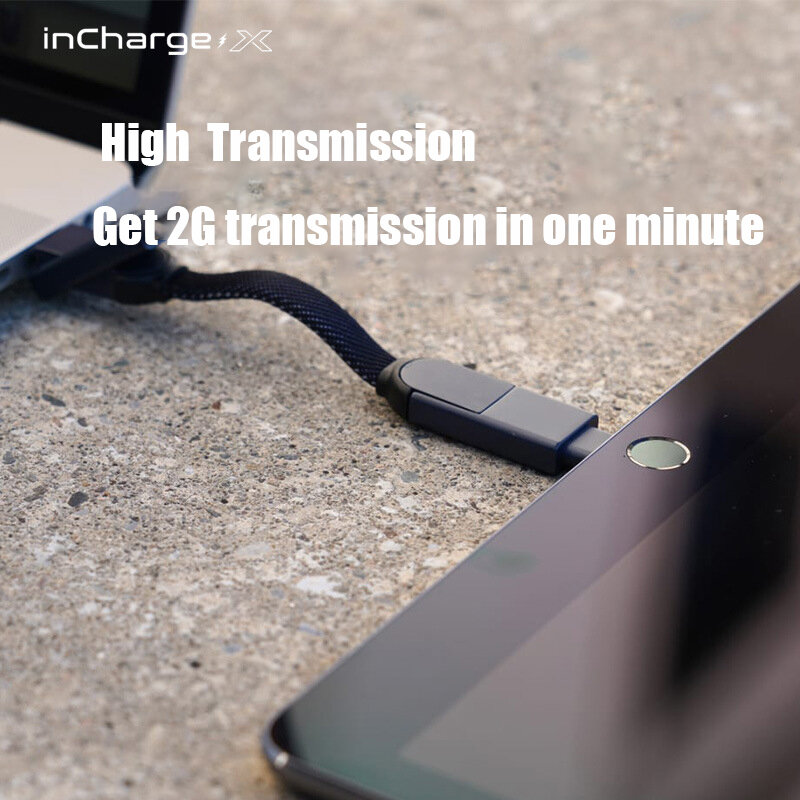 Keyring Incharge X Cable Adapter 6 In1 PD 100W Data Transfer Charge untuk USB Ke USB Tipe C Lightning Micro USB Magnetic Converter