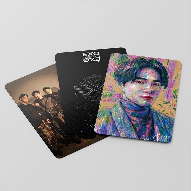 EXO 앨범, 인기 한국 그룹 Kpop 종이 수제 로모 카드 사진 카드 포스터 사진 카드 팬 선물 포토카드 여성용 선물