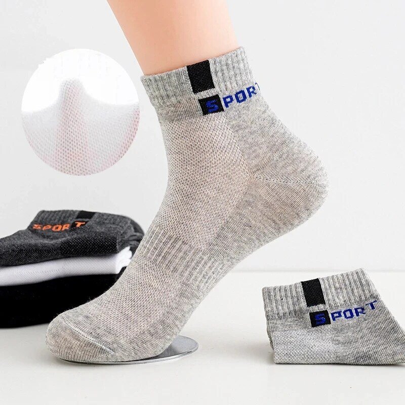5 pares meias masculinas respirável meados de tubo meias casuais outono e inverno algodão meias esportivas e tornozelo meias absorventes de suor meias