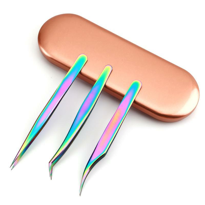 Set di pinzette per ciglia femminili da 3 pezzi strumenti per il trucco pinze per Clip per Extension ciglia finte pinzette per sopracciglia per capelli Nail Art