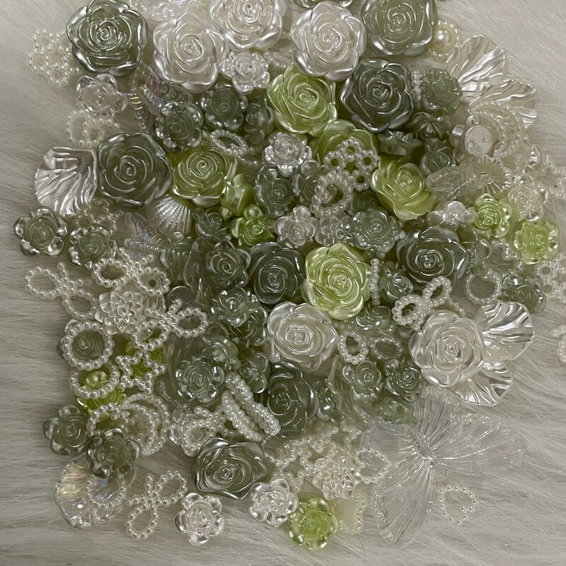 50g ABS Green Pearl DIY Material Jewelry Making Accessories Supplie For Home Nail Wedding Decoration Flowers Star Moon Butterfly