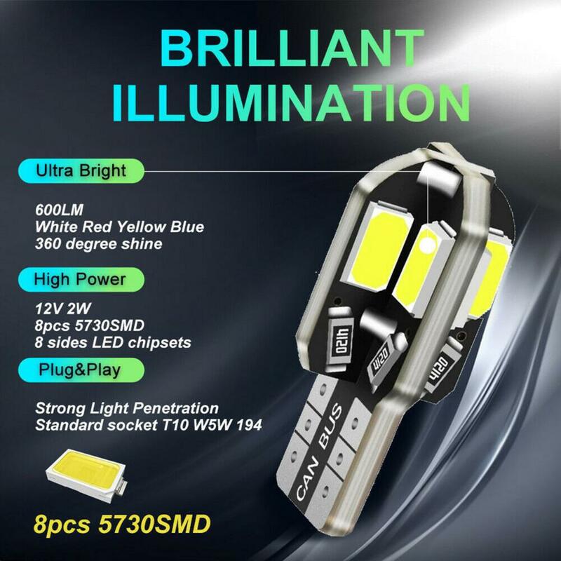 20 piezas-Lámpara de matrícula T10 para coche, luz LED de estacionamiento, superbrillante, Universal, resistente al agua, 12V