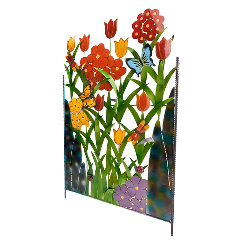 Panel Pagar Besi Cetak Dekoratif Pagar Luar Ruangan Pencetakan Bunga dan Rumput Realistis Pemandangan Hewan Methyldekoratif