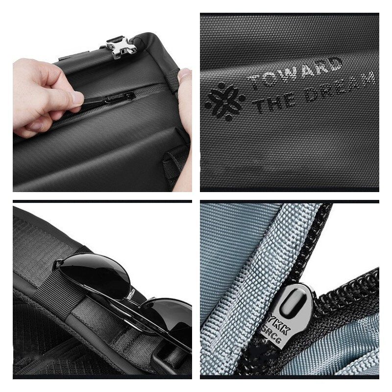 SUUTOOP Men's Expandable Shoulder Bag USB Charging Travel Chest Bag Waterproof Crossbody Messenger Pack For Male Women Female