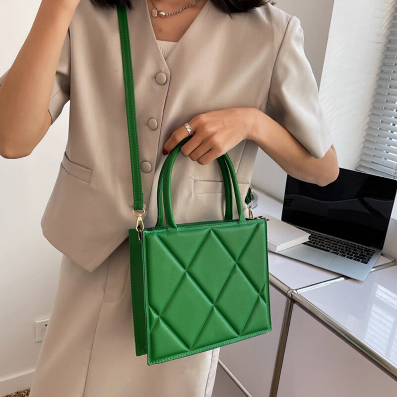 Tas bahu wanita musim semi tas selempang kulit Pu kotak-kotak trendi tas tangan wanita mode baru tas desainer merek Sac utama Femme