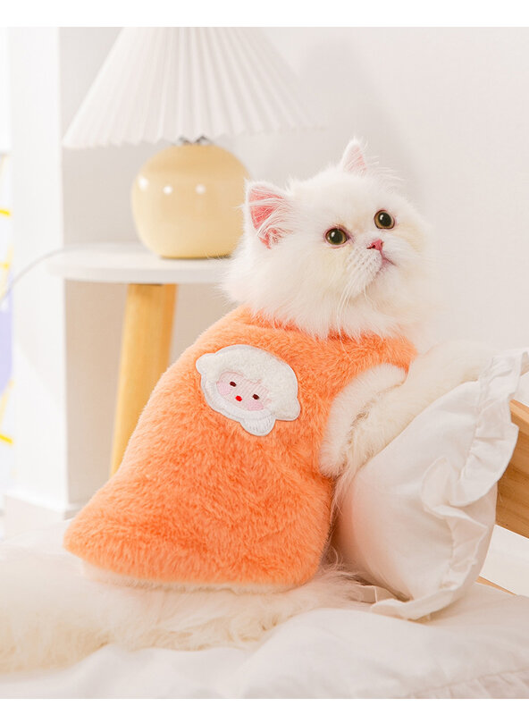 Imitação de vison veludo remendo colete de duas pernas pequeno cão camisola primavera pet gato roupas outono inverno manter quente lazer traje