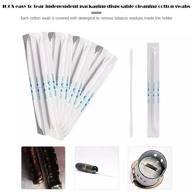 30pcs/Pack Cotton Swabs Portable Multifunction Double Head Wet Cleaning Stick for IQOS E Cigarette Clean Tools