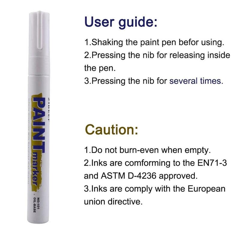 흰색 페인트 펜, 페인트 마커, 방수 자동차 타이어 유성 페인트 펜 세트, 빠른 건조 및 영구 3 개/세트
