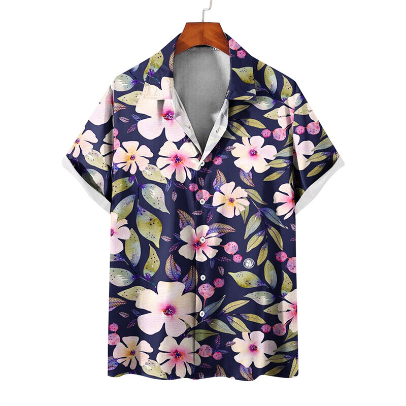 2023 style américain été rue mode impression chemise hawaïenne nouveau personnalisé hommes décontracté chemise à manches courtes revers haut S-8XL