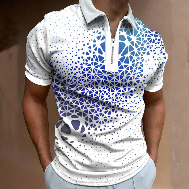 Men's Summer Zipper Short -sleeved Lapel POLO Shirt