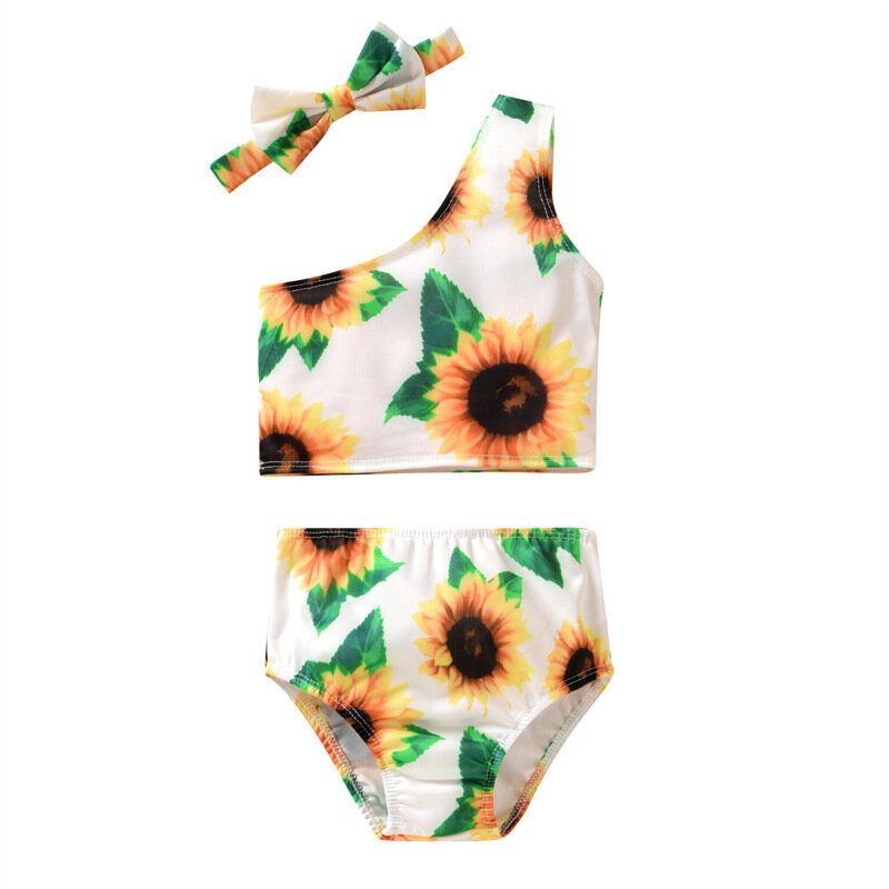 2022 Baby Cothes Set letnie dziecięce dziewczęce Bikini Set Foral stroje kąpielowe z nadrukiem strój kąpielowy garnitury plażowe 6T 5T 3T