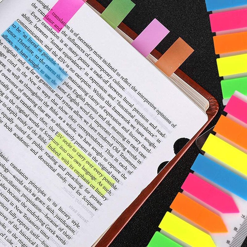960 Pcs Neon Page Markers, 6 Sets Translucent Page Flags Fluorescent Index Tabs Sticky Notes Tabs With 12 Cm Measurement