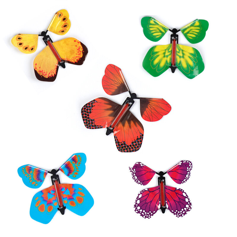 空の手で飛んでいる蝶の魔法のおもちゃ,5/10ピース,魔法のアクセサリー,結婚式,屋外のおもちゃ,ランダムな色