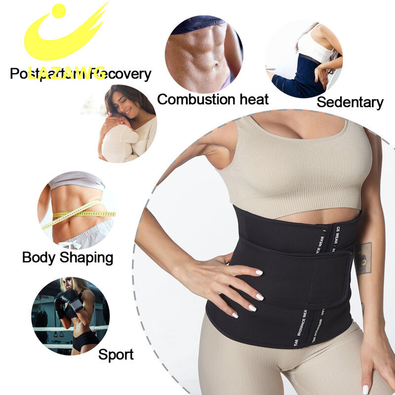 Lazawg cintura trainer neoprene suor shapewear corpo shaper mulheres emagrecimento bainha barriga fitness shaper workout trimmer cinto espartilho