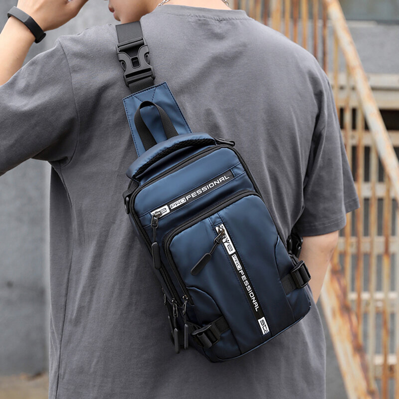 Mann Gürtel Tasche mit USB Lade Port Umhängetaschen Wasserdichte Nylon Schulter Umhängetasche Multi-Funktionale Fitness Daypacks