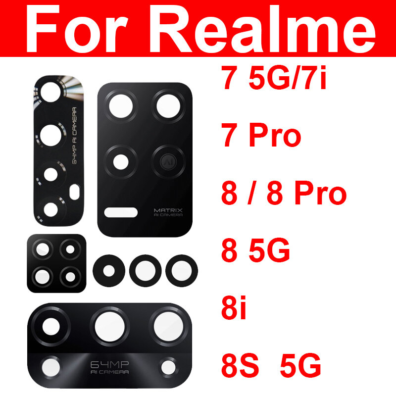 Lensa Kaca Kamera Belakang untuk OPPO Realme 7 8 Pro 7i 8i 8S Lensa Kamera Belakang 5G Global untuk Realme 7pro 8pro dengan Perbaikan Stiker