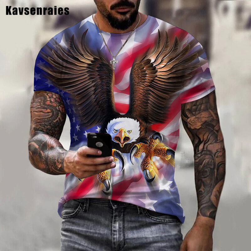 2022 High Quality Soaring Eagle 3D Print T-shirt Men Women O-Neck Short Sleeve Animal Graphic Streetwear Oversized T-shirt