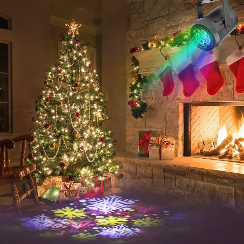 16 wzór płatek śniegu LED lampa projekcyjna świąteczna projekcja lampa zewnętrzna śnieg reflektor na przyjęcie świąteczne Night Decor