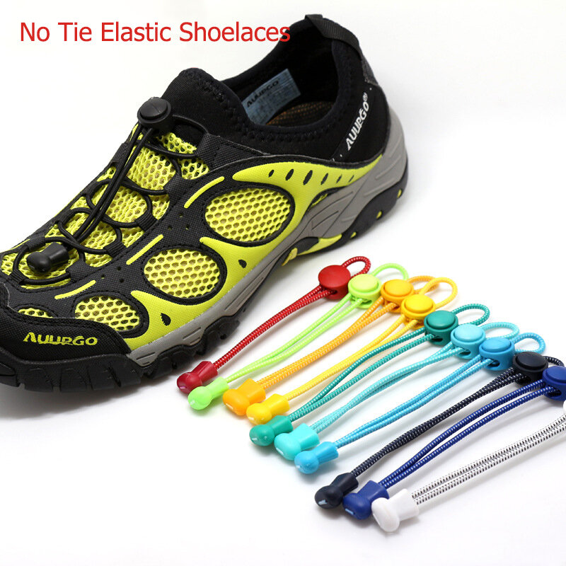 Round Locking No Tie Shoe Laces Lazy Quick Spring Elastic Rubber Shoelaces 100CM Shoestrings Fit All Shoes Kids Adult Sneakers