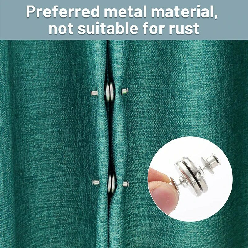 10 Pairs Magnetic Curtain Button Clips Detachable Window Screen Close Metal Magnet Buckle Room Lightproof Curtains Closure Clip