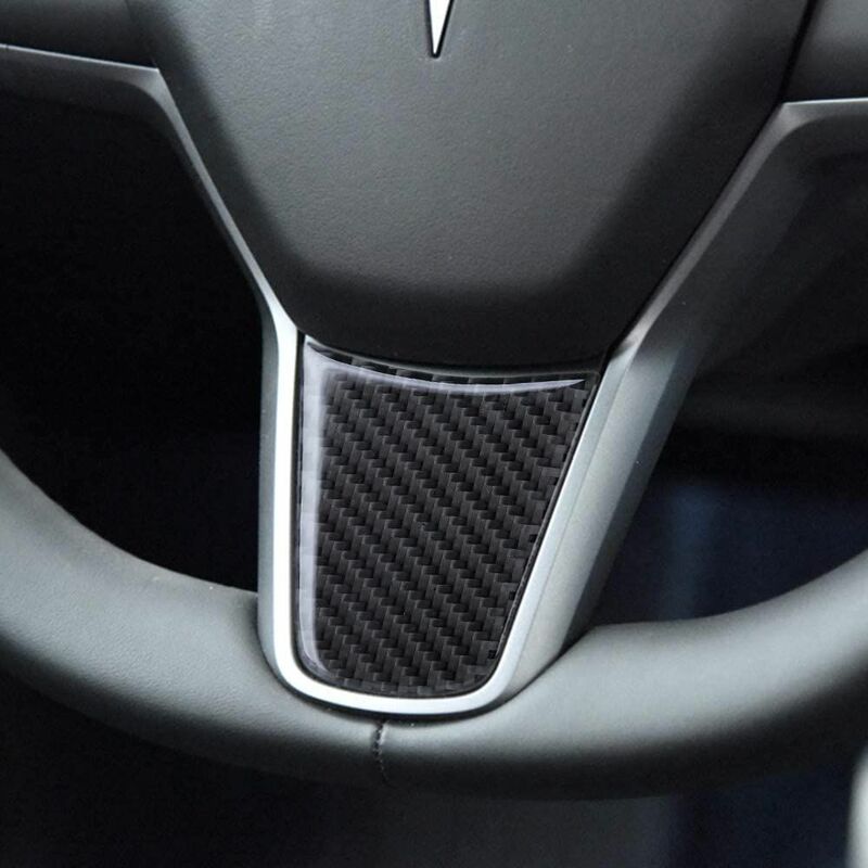 Patch de protection de volant en Fiber de carbone pour Tesla modèle 3/Y/S/X, accessoires de décoration intérieure, trois autocollants de voiture